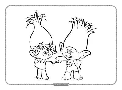 Trolls Poppy and Branch Pdf Coloring Sheet