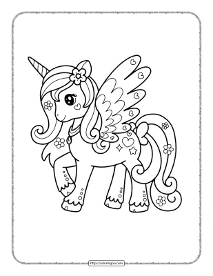Beautiful Unicorn Coloring Page
