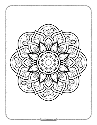 Circular Flower Mandala Coloring Sheet