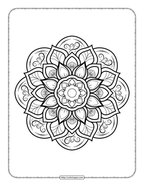 Circular Flower Mandala Coloring Sheet 1 circular flower mandala coloring sheet