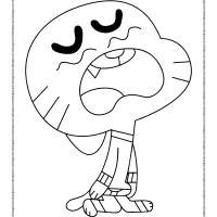 gumball watterson crying coloring page