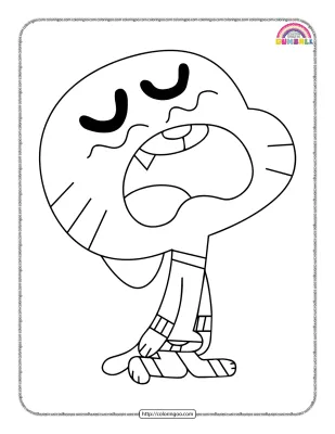 Gumball Watterson Crying Coloring Page