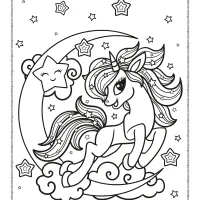 unicorn with moon and stars coloring page