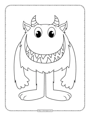 Cute Horned Monster Coloring Page