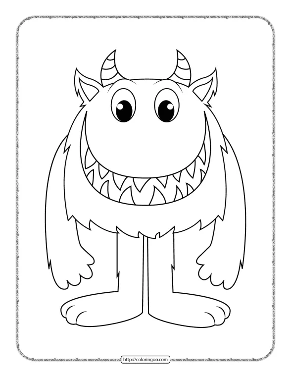Cute Horned Monster Coloring Page 1 cute horned monster coloring page