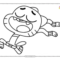 gumball is flying with happiness coloring page