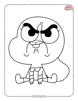 Gumball is Very Nervous Coloring Page