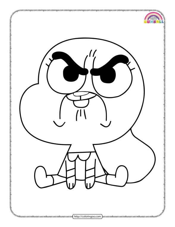 Gumball is Very Nervous Coloring Page 1 gumball is very nervous coloring page