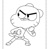 gumball ready for fight coloring page