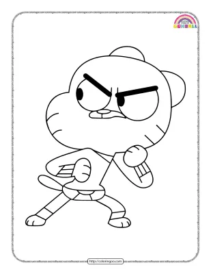 Gumball Ready for Fight Coloring Page