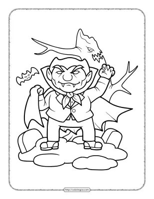 Lord Dracula in the Cemetery Coloring Page