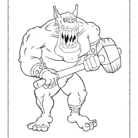 monster with hammer coloring page