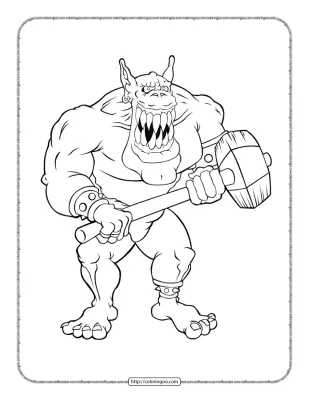 Monster with Hammer Coloring Page