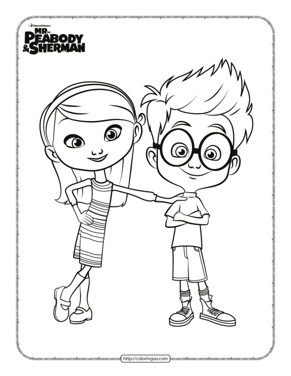 Mr Peabody Sherman and Penny Coloring Page 1 mr peabody sherman and penny coloring page