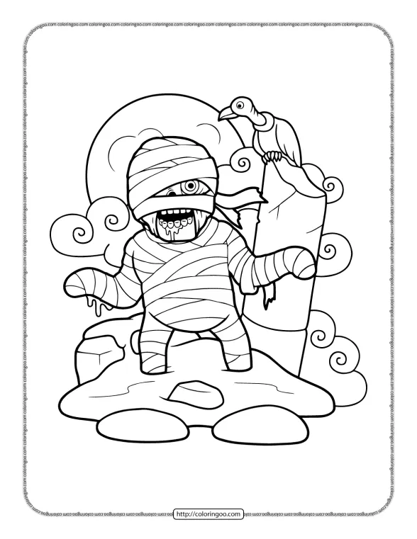 Mummy from the Cemetery Coloring Page 1 mummy from the cemetery coloring page