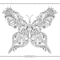 patterned butterfly coloring page