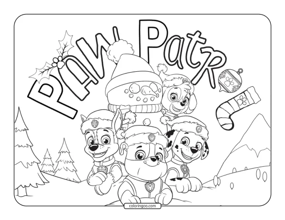 Paw Patrol Winter Coloring Sheet 1 paw patrol winter coloring sheet