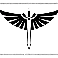 free sword with wings tattoo outline