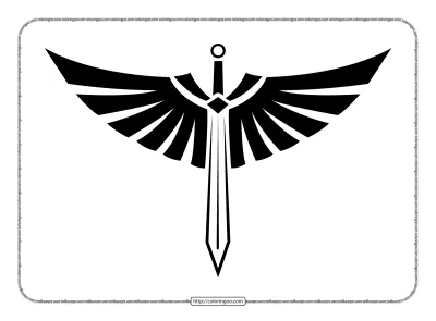 Free Sword with Wings Tattoo Outline