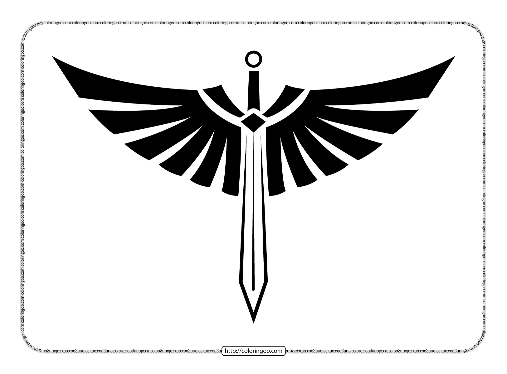 free sword with wings tattoo outline