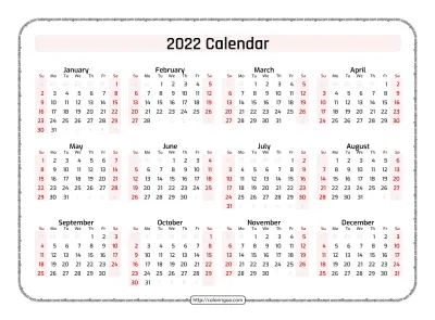 Printable 2022 Calendar PDF