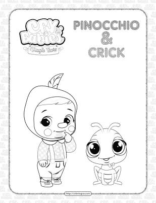Printable Cry Babies Pinocchio Crick Coloring Sheet