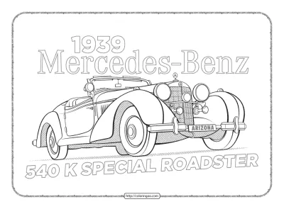 1939 Mercedes Benz Special Roadster Coloring Page