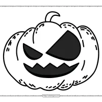 happy halloween pumpkin evil face coloring page