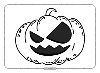 Happy Halloween Pumpkin Evil Face Coloring Page