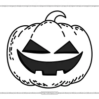 happy halloween pumpkin horrible face coloring page