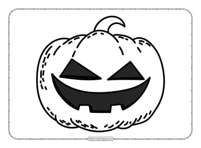 Happy Halloween Pumpkin Horrible Face Coloring Page