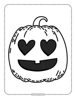 Happy Halloween Pumpkin Love Face Coloring Page