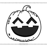 happy halloween pumpkin smiling face coloring page