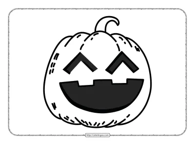 Happy Halloween Pumpkin Smiling Face Coloring Page