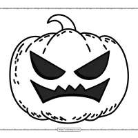 happy halloween pumpkin spooky face coloring page