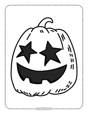 Happy Halloween Pumpkin Star-eyed Coloring Page