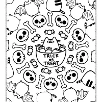cute halloween coloring page pattern