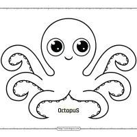 cute kawaii animal baby octopus coloring page