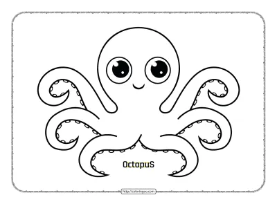 Cute Kawaii Animal Baby Octopus Coloring Page