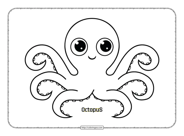 cute kawaii animal baby octopus coloring page