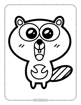 Cute Little Beaver Coloring Page