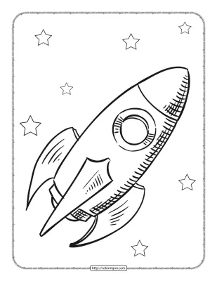 Spacecraft in the Stars Coloring Page