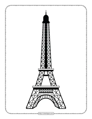 Eiffel Tower White and Black Pdf Outline