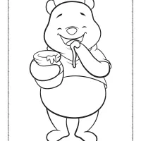 pooh bear likes to eat honey coloring page