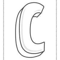 3d alphabet letter c coloring page