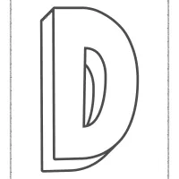 3d alphabet letter d coloring page