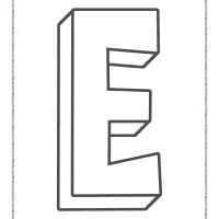 3d alphabet letter e coloring page