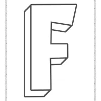 3d alphabet letter f coloring page