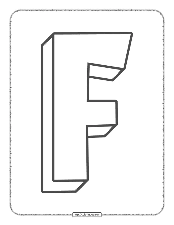 3D Alphabet Letter F Coloring Page 1 3d alphabet letter f coloring page