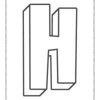 3d alphabet letter h coloring page